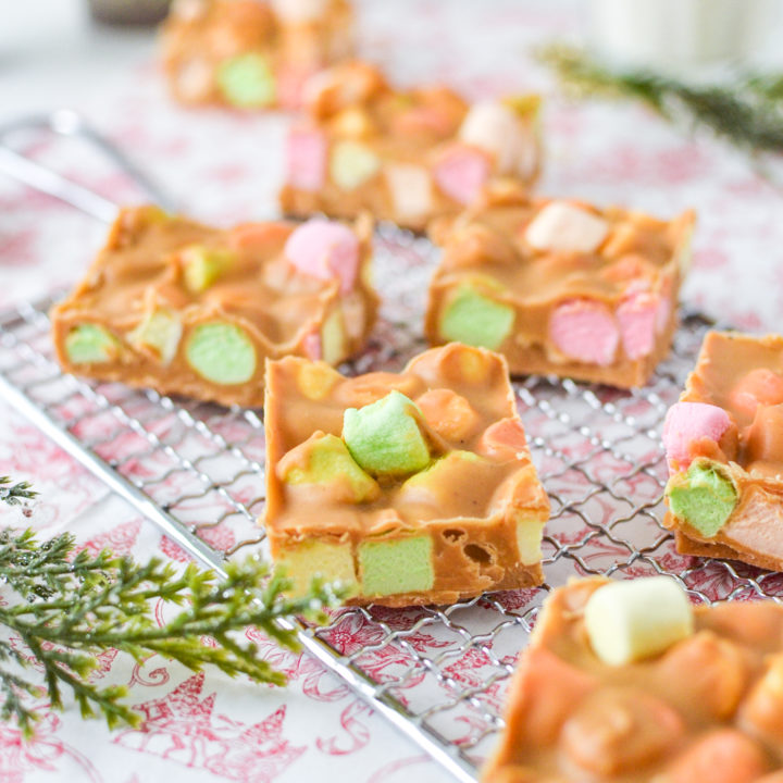 No-bake Confetti squares on a cooling rack