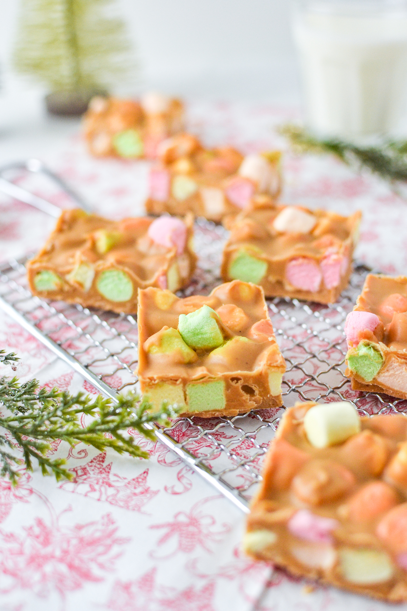 No-bake Confetti squares on a cooling rack