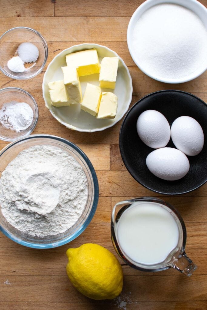 Ingredients to make lemon cupcakes