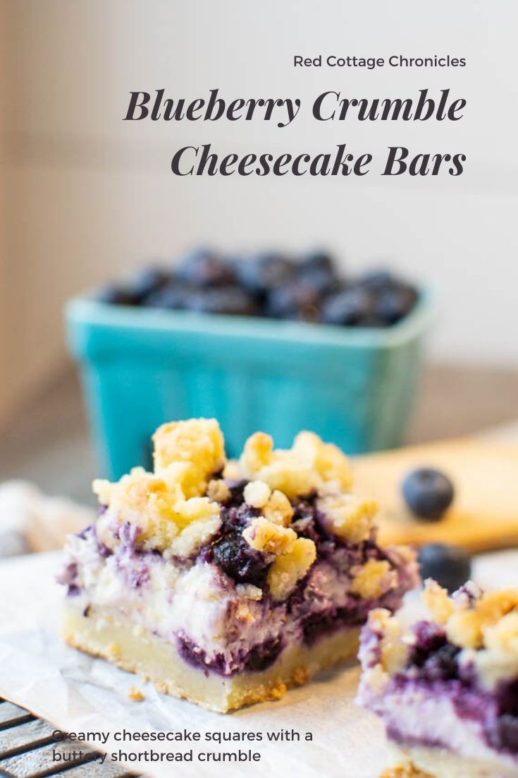 Blueberry Crumble Cheesecake Bars - Red Cottage Chronicles