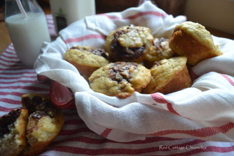 Chocolate Hazelnut Banana Muffins redcottagechronicles
