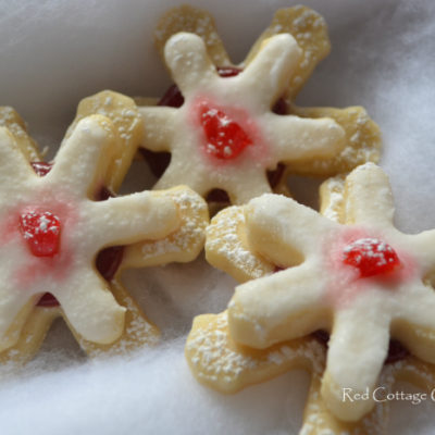 Raspberry Snowflake Cookies