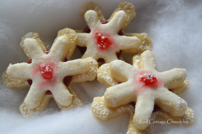 Raspberry Snowflake Cookies