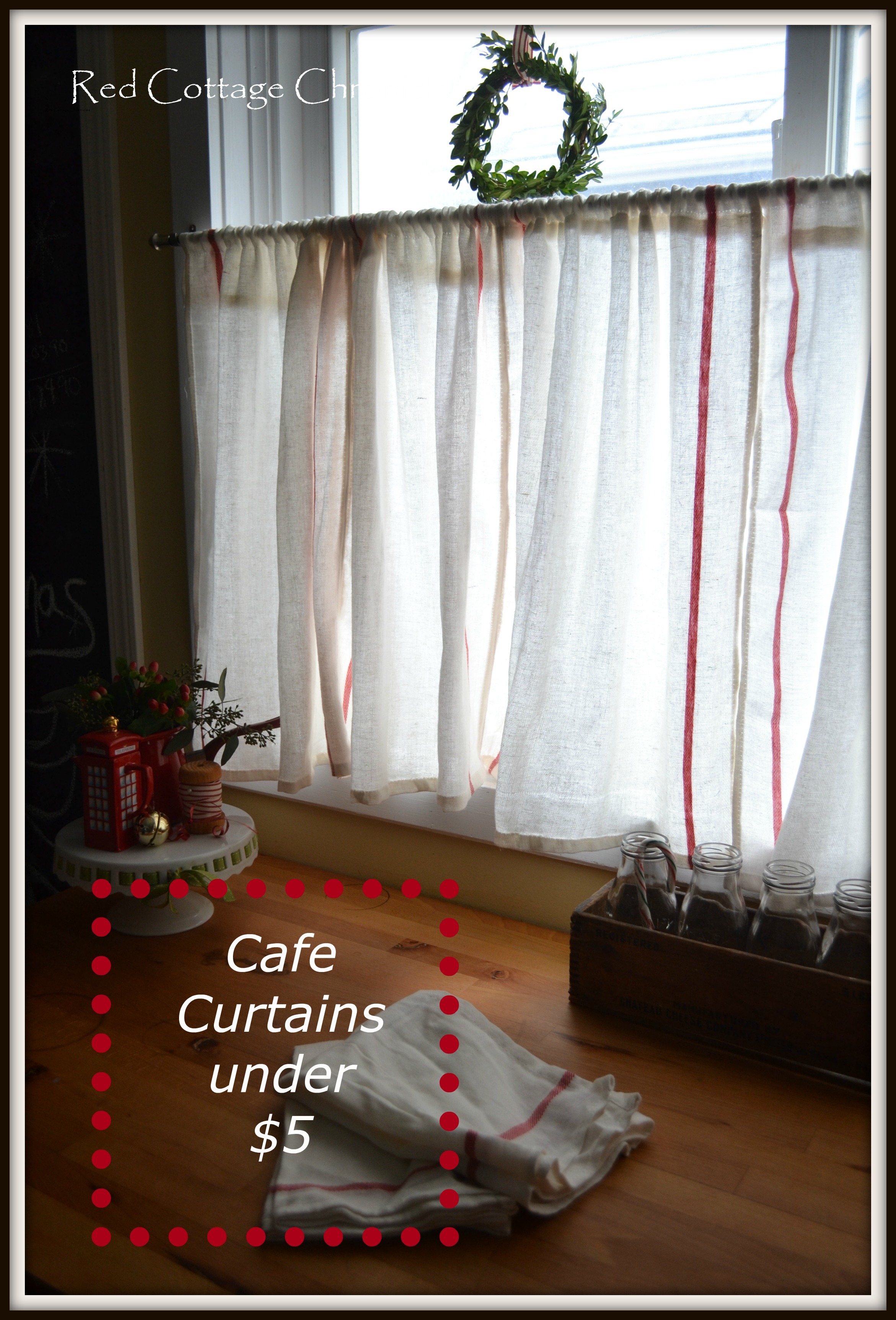 Ikea Dishtowel Red Cottage, How Wide To Make Cafe Curtains