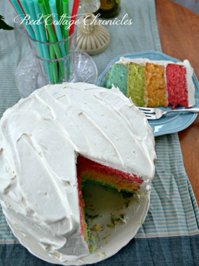 Rainbow Cake with Sour Cream Frosting