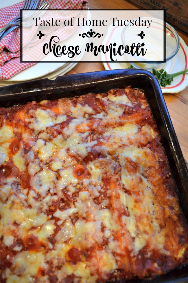 Taste of Home Tuesday – Cheese Manicotti