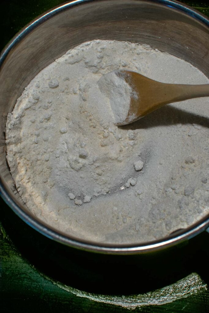 Sugar, cornstarch, flour and salt in a medium sauce pan.