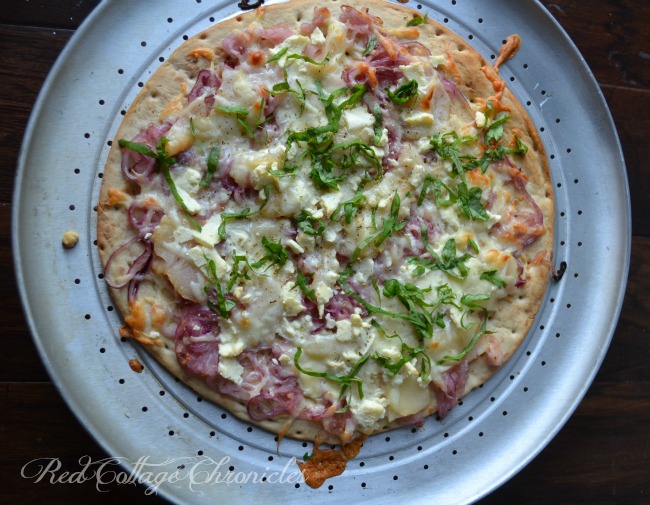Gourmet Feta, Pear and Onion Pizza