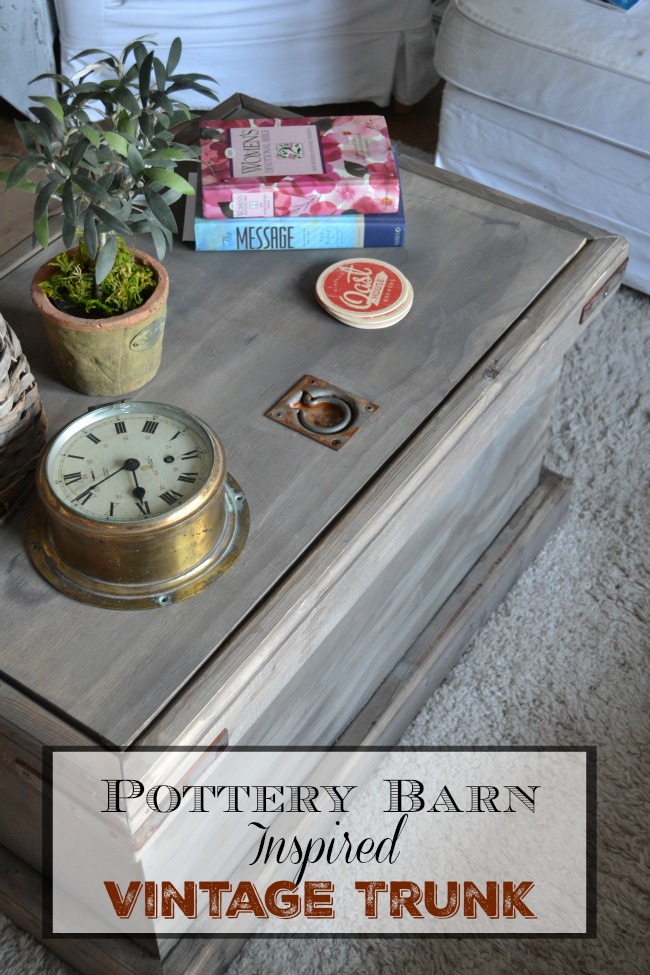 Pottery barn on sale trunk coffee table