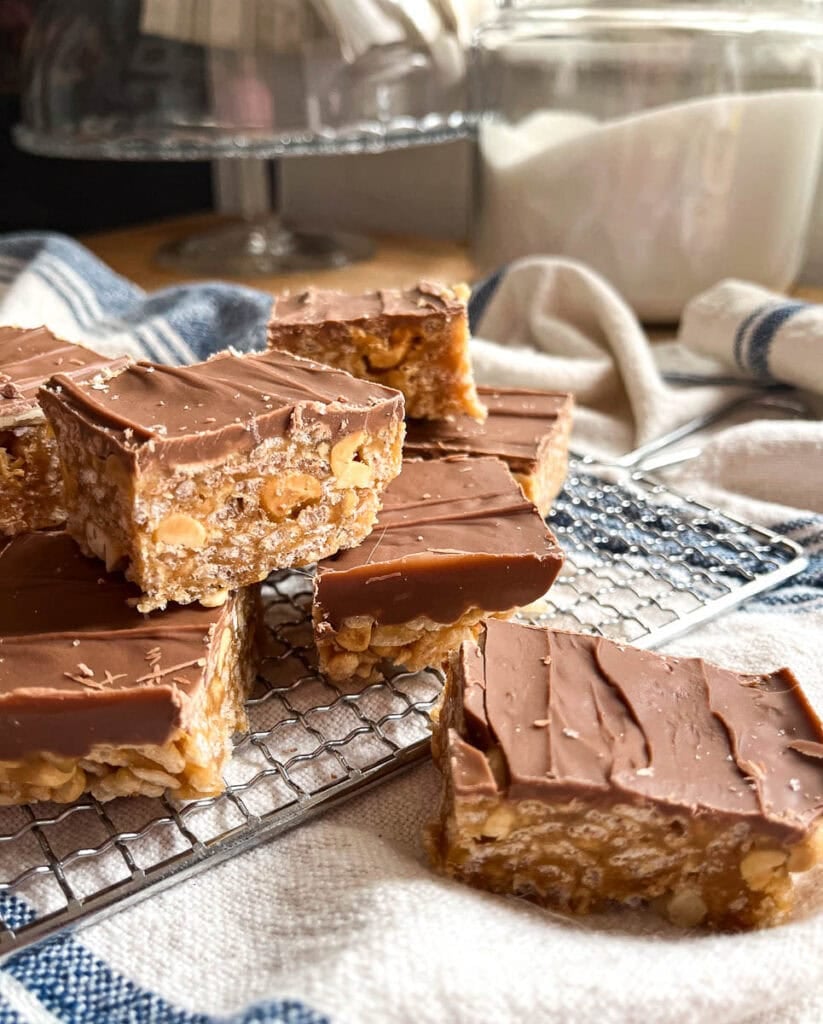 Sweet Marie bars arranged on a small cooking rack
