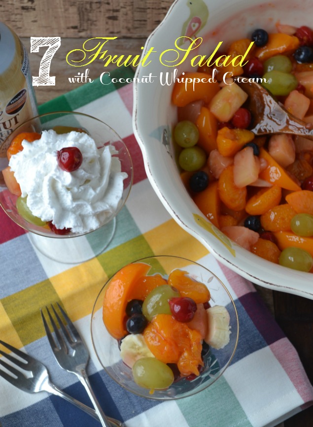 A healthy fruit salad topped with Gay Lea Coconut Whipped Cream