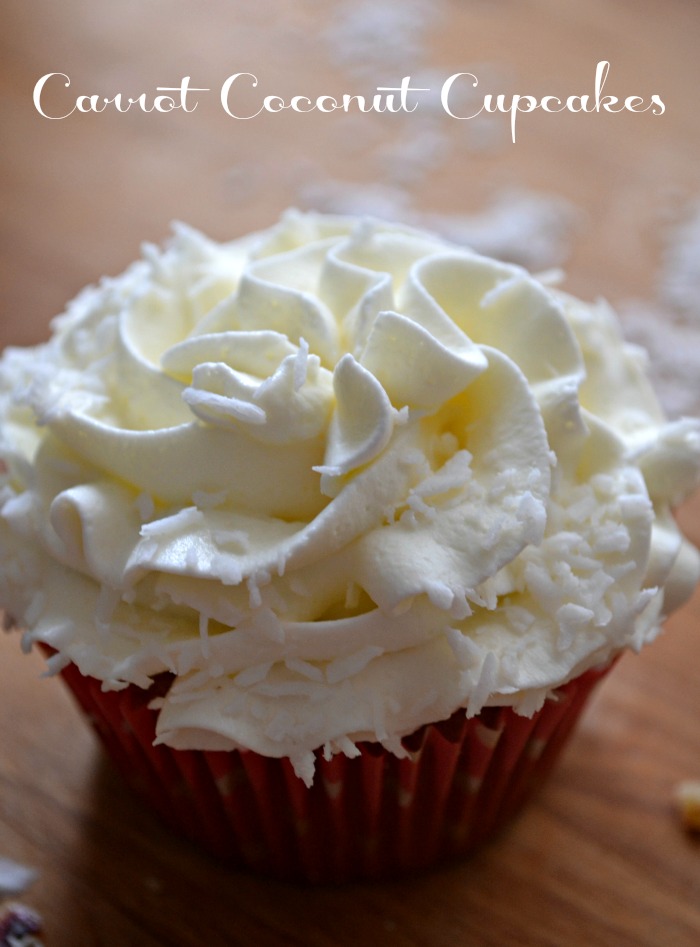 Easy Carrot Coconut Cupcakes that start with a mix! 