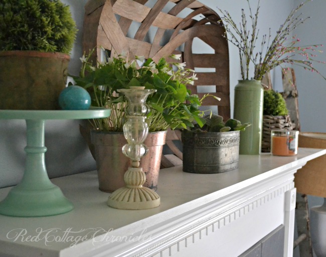 Styling a Spring Mantel in green