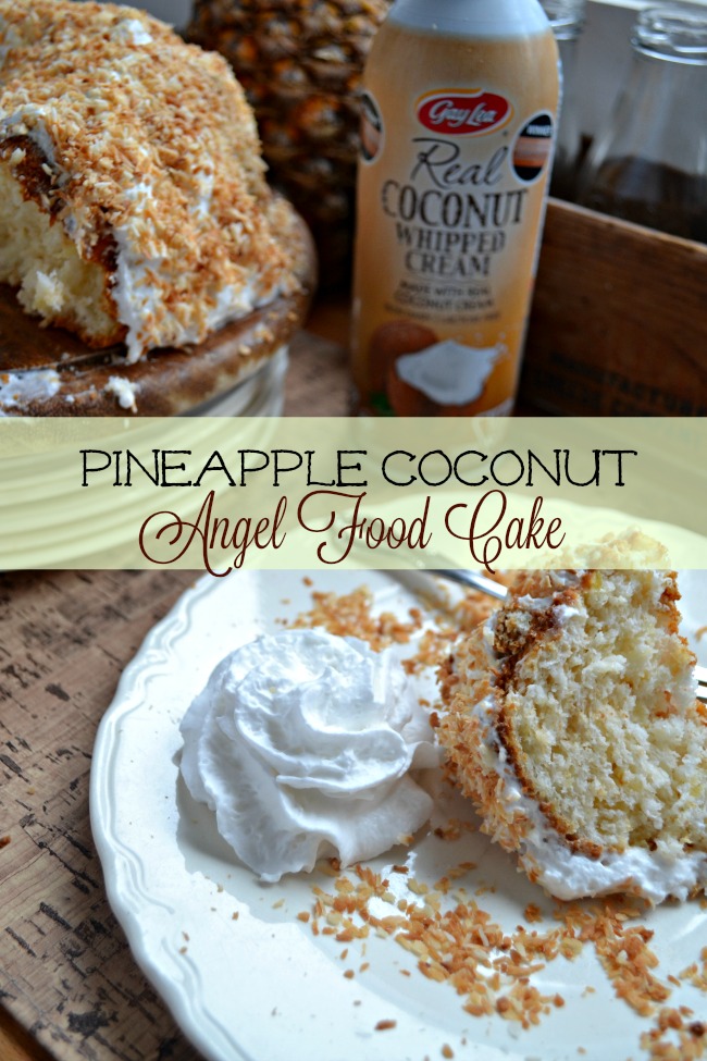 Gay Lea Coconut Whipped Cream tops a delicious pineapple angel food cake