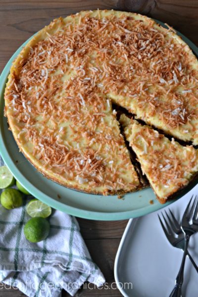 A decadent key lime coconut tart is tangy and sweet
