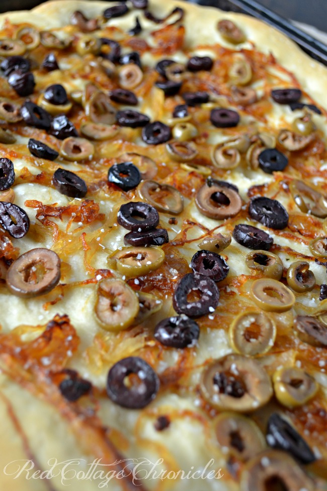 Caramelized Onion & Olive Focaccia Bread