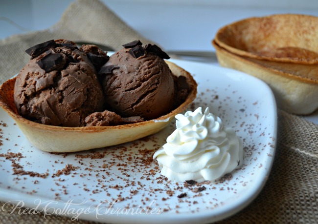 Mexican Hot Chocolate Ice Cream in an edible bowl