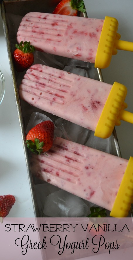 A delicious frozen Strawberry Greek Yogurt Pop will keep you cool this ummer