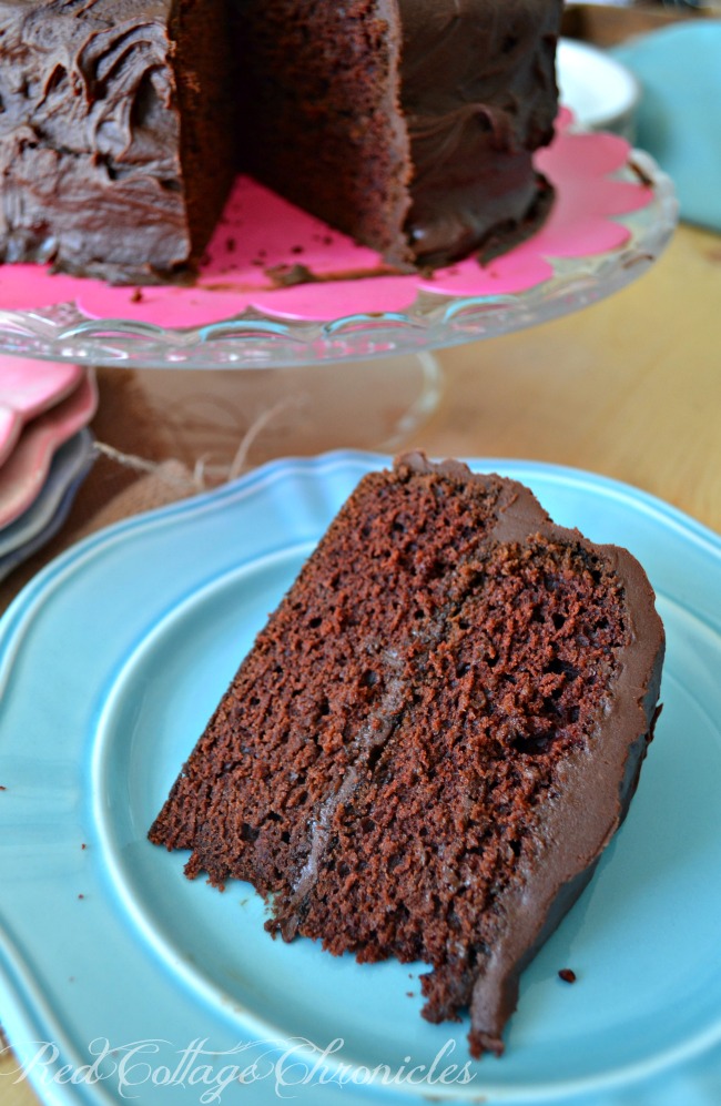 A decadent fudgy chocolate cake is vegan friendly