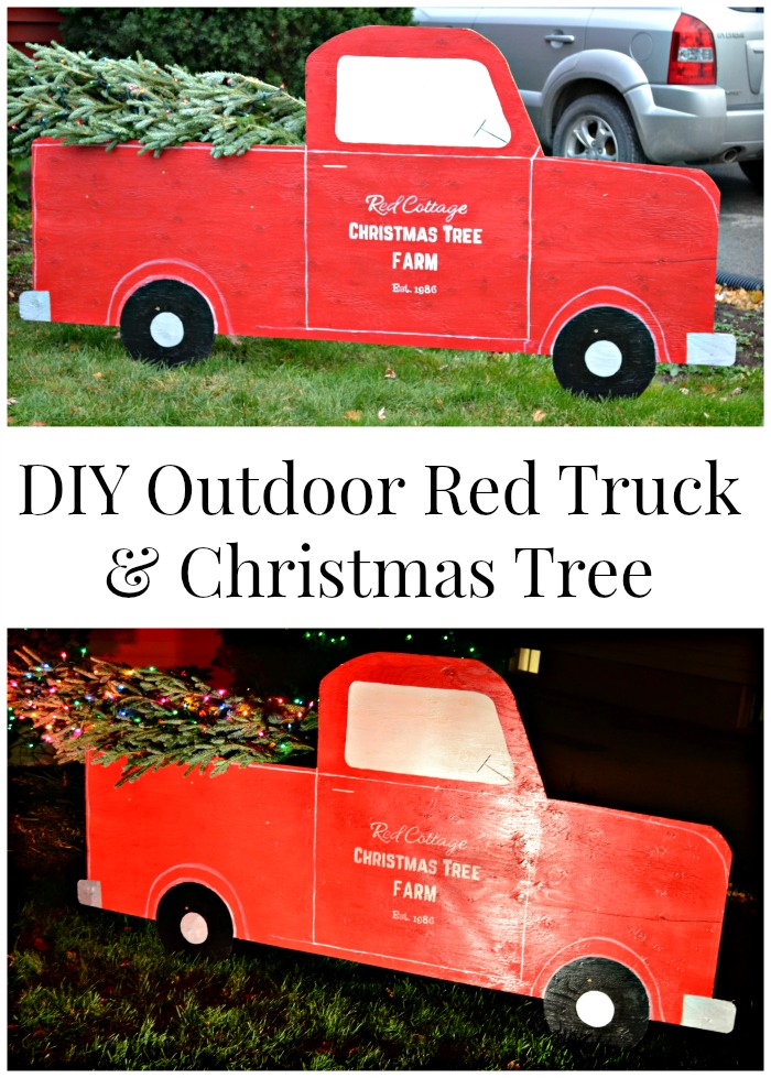 Outdoor Christmas Decorations DIY Red Truck & Christmas Tree