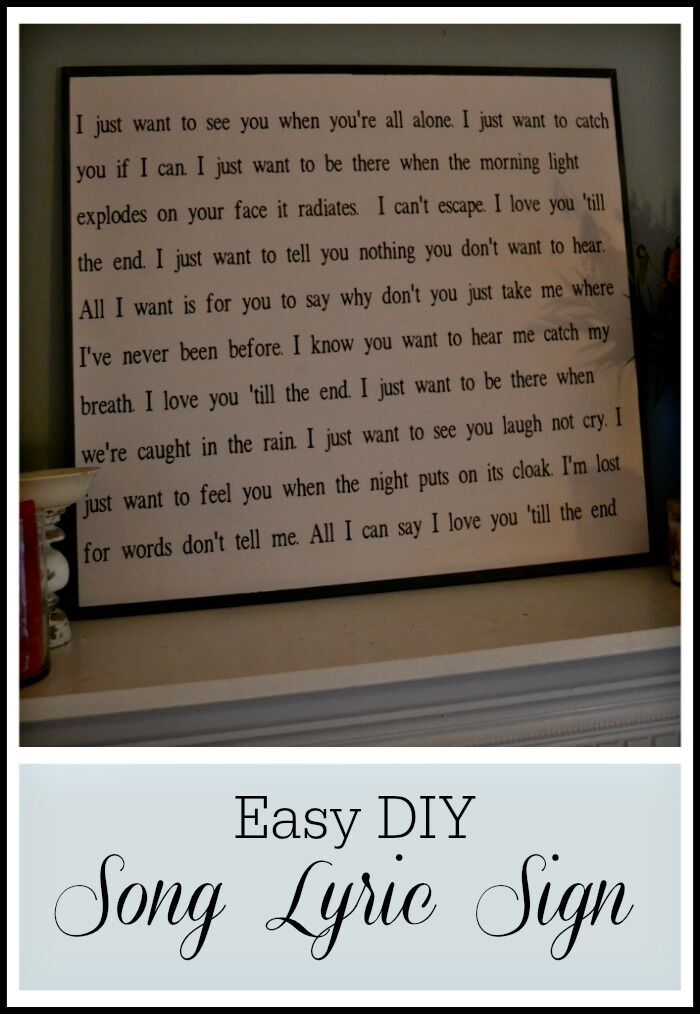 Easy DIY Song Lyrics Sign No Sign Painting Skills Required