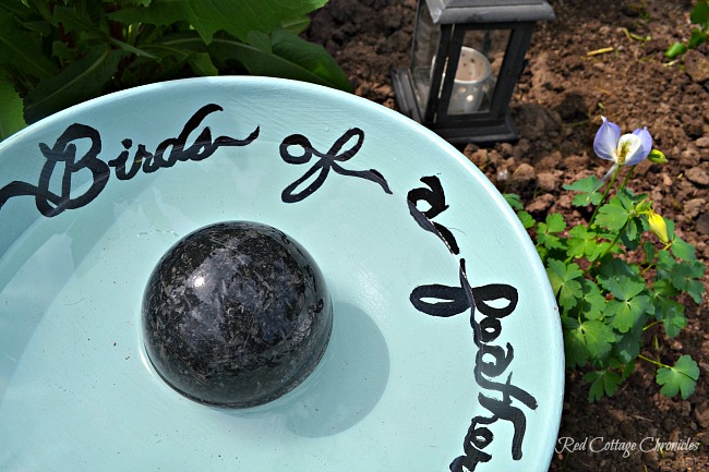 DIY birdbath ideas - fruit bowl turned birdbath