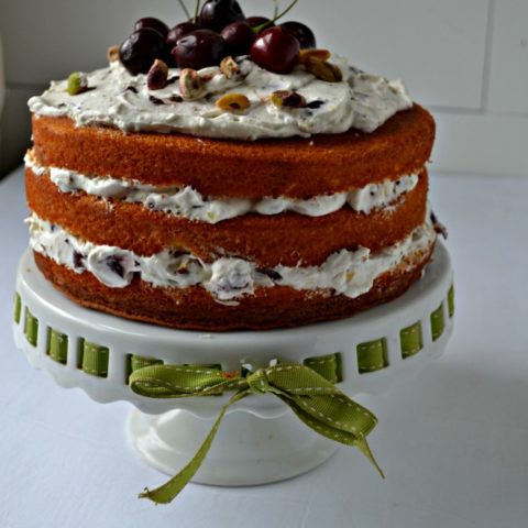 This Cherry Pistachio Naked Cake so delicious, you wouldn't guess it is so easy to make!