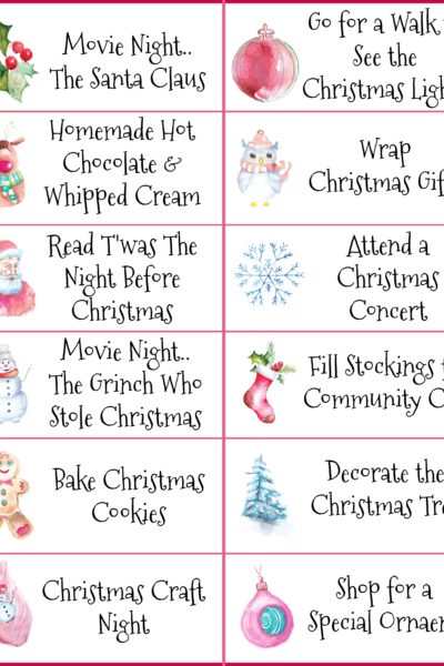 Christmas Activities Tags