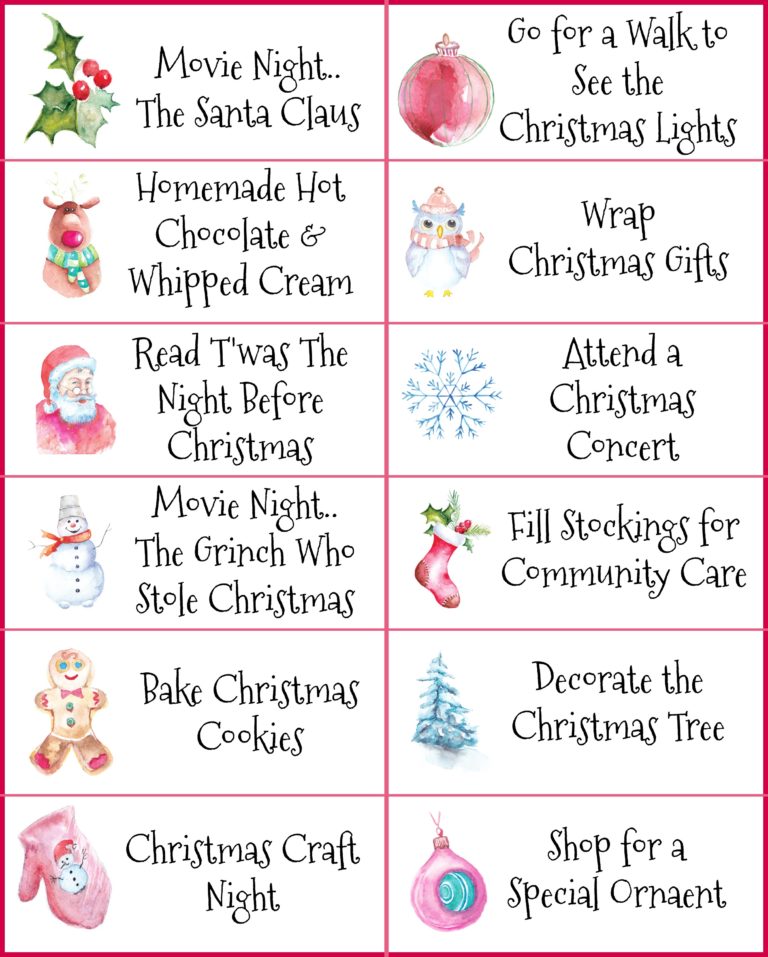 Christmas Activities Tags