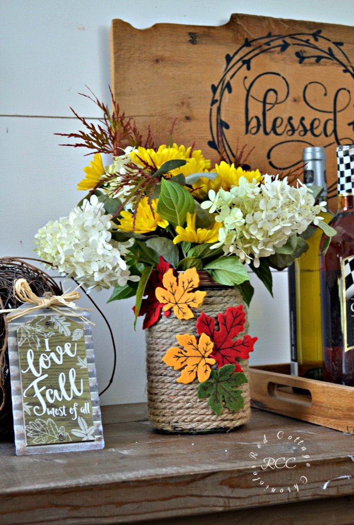 Maple Leaf Mason Jar - Mason Jar Crafts Love