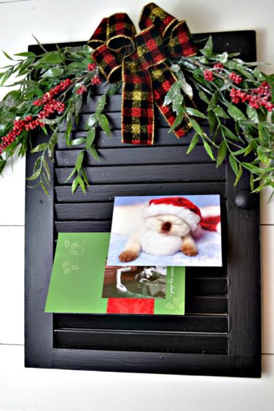 Upcycled shutter Christmas Card Holder