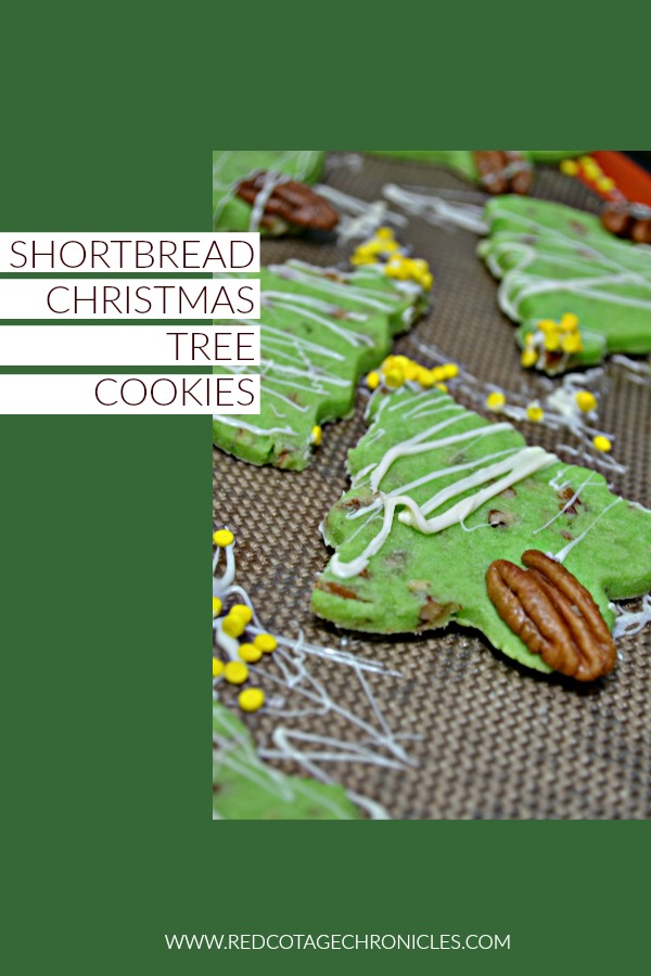 Pecan Shortbread Christmas tree cookies