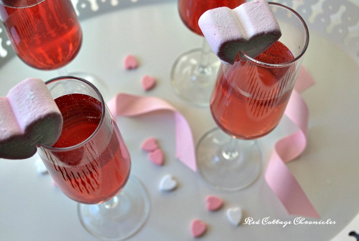 Sparkling wine cocktail for Valentine's Day