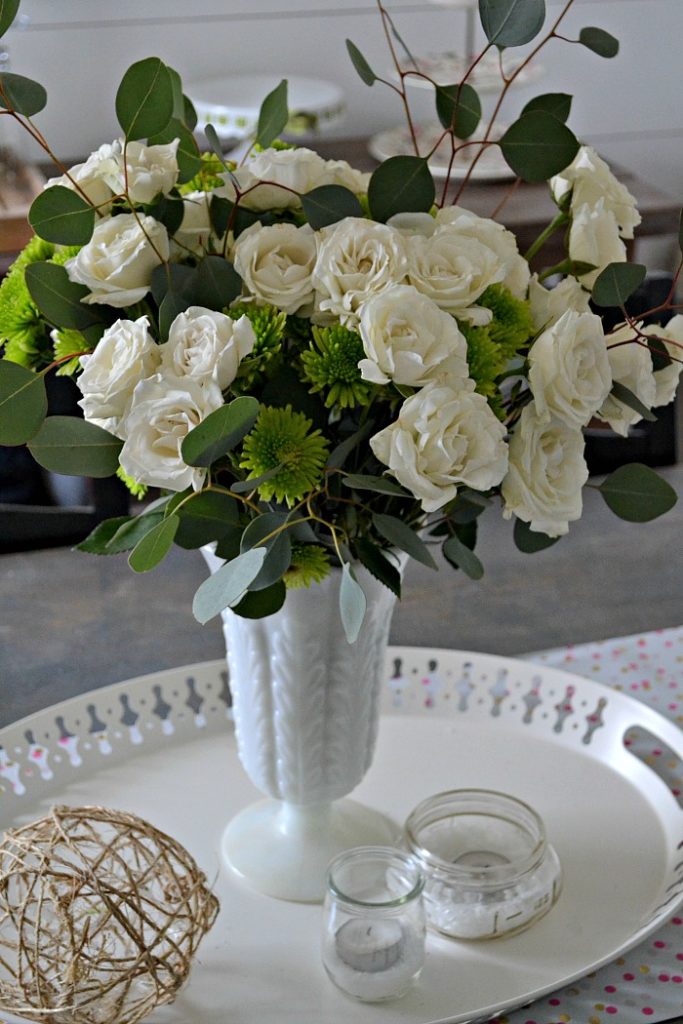 DIY White and Green Flower Arrangement