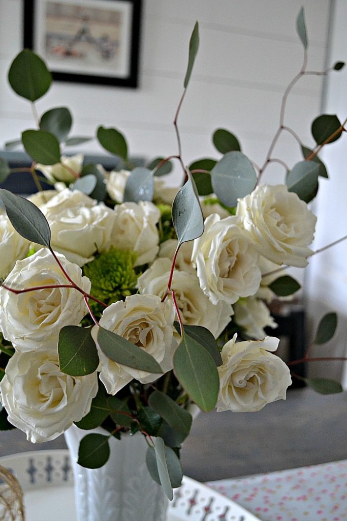 DIY White and Green Flower Arrangement