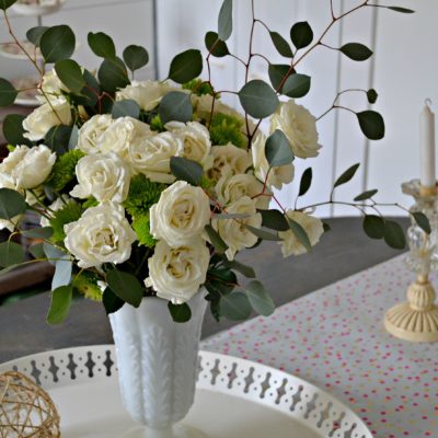 DIY White and Green Flower Arrangement
