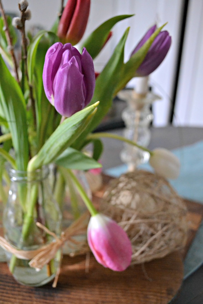 Farmhouse Easter tulip arrangement