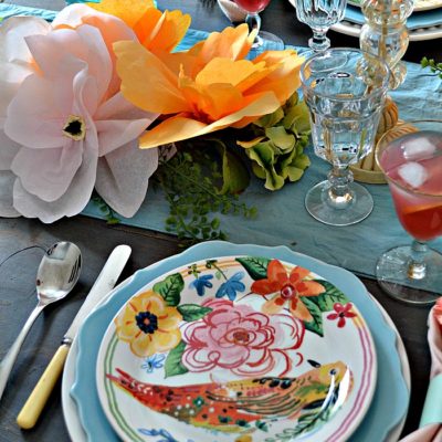 Pink and Orange Tablescape for Spring