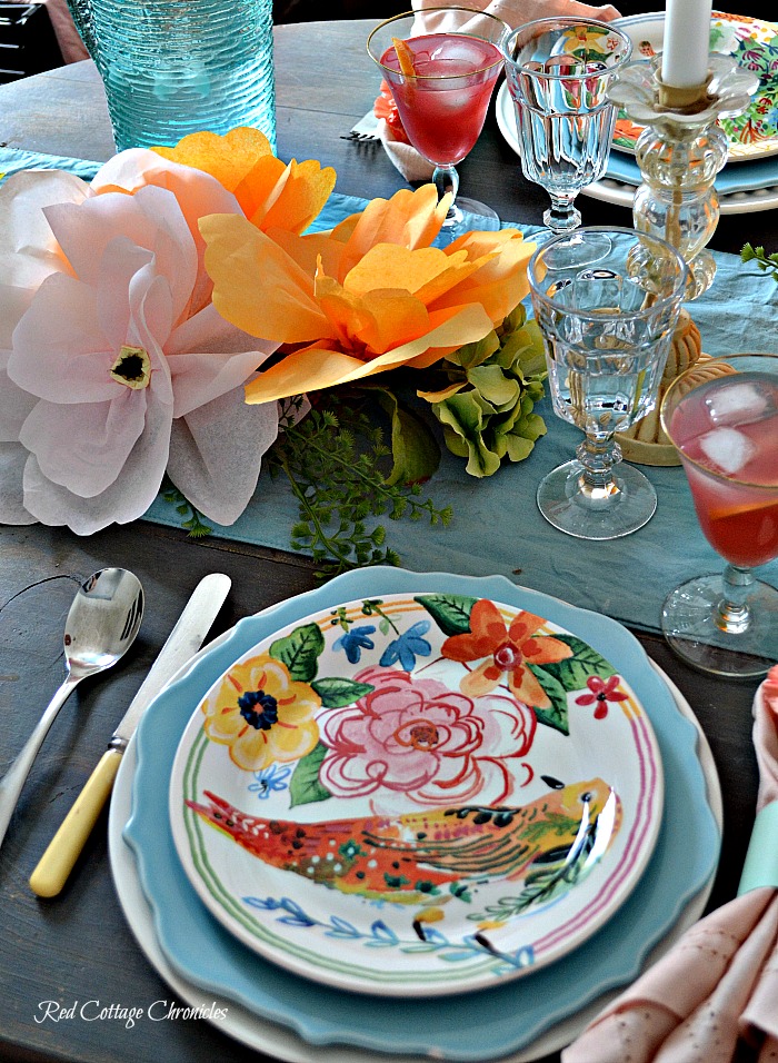 Pink and Orange Tablescape for Spring