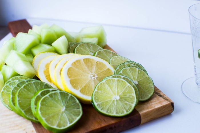 white wine sangria with lime and melon