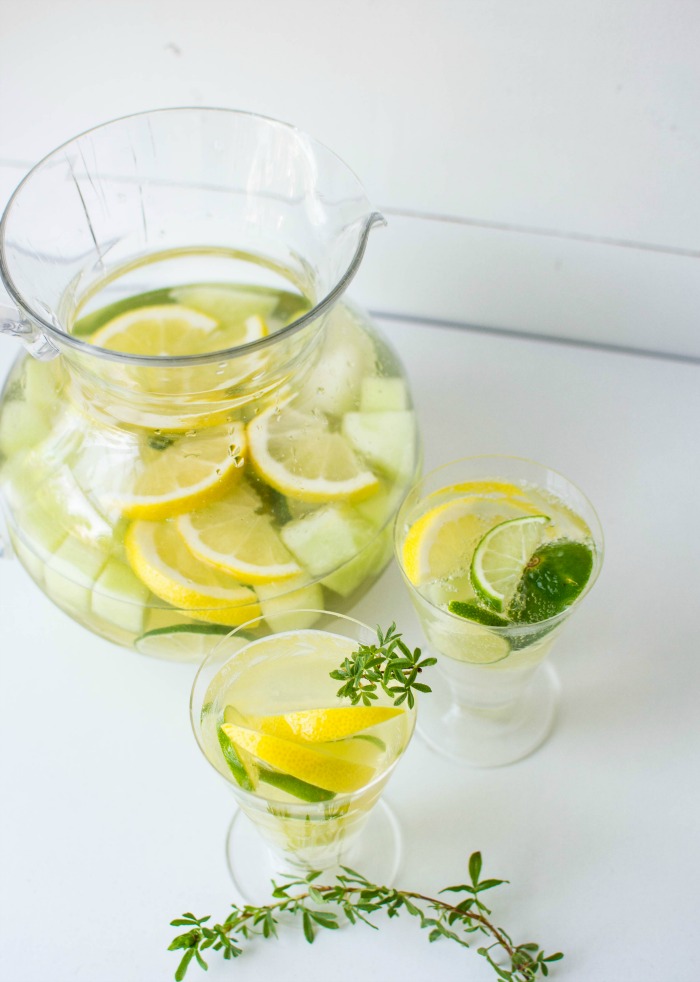 white wine sangria with lime and melon