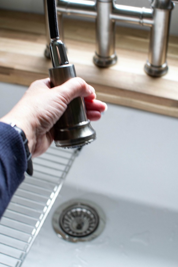 white farmhouse sink