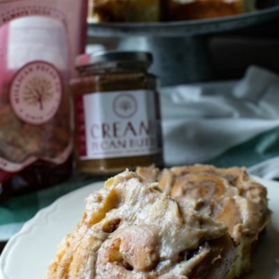 Pecan Cinnamon Rolls with Pecan Butter Cream Frosting