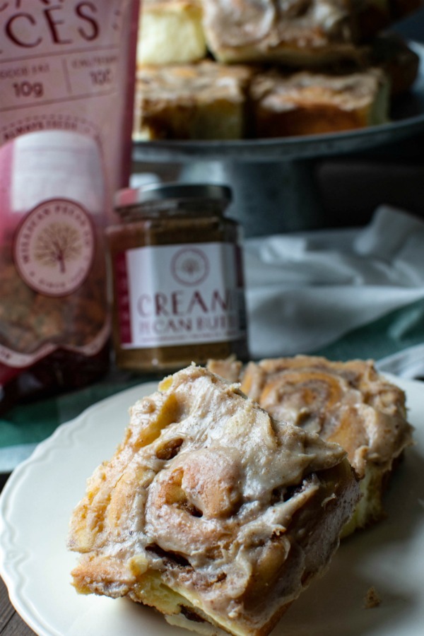 Pecan Cinnamon Rolls with Pecan Butter Cream Frosting