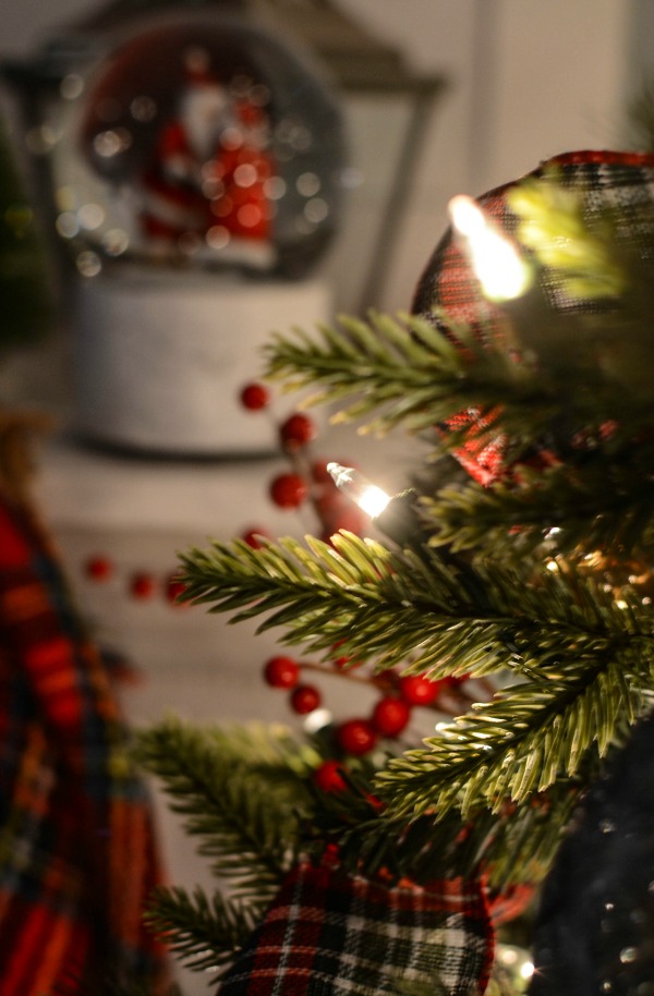 red and green Christmas tree decorations