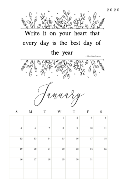 Printable 2020 Calendar