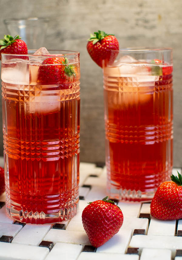 Strawberry Gin and Tonic Cocktail for Valentine's Day