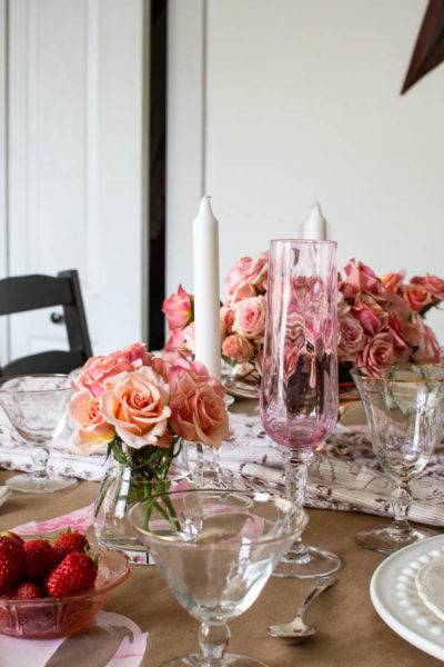 Valentine's Table decor in shades of pink and blush