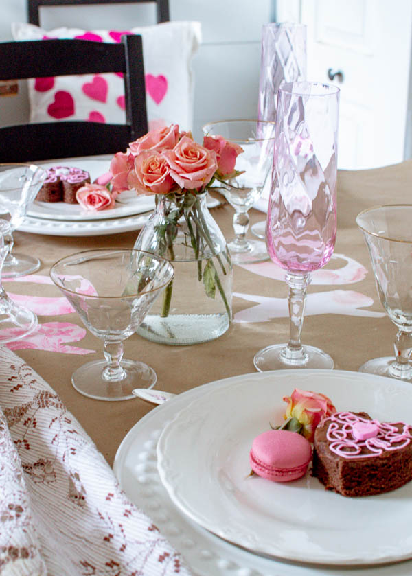 Valentines Table Decorations (featuring Pink Depression Glass