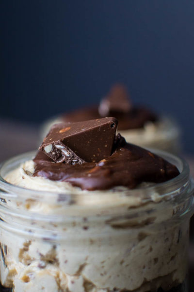 No Bake Toberlone Chocolate Peanut Butter Cheesecake in a Jar